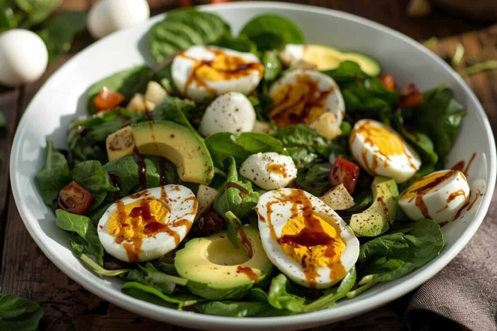 Spinach Avocado Egg Mozzarella Salad