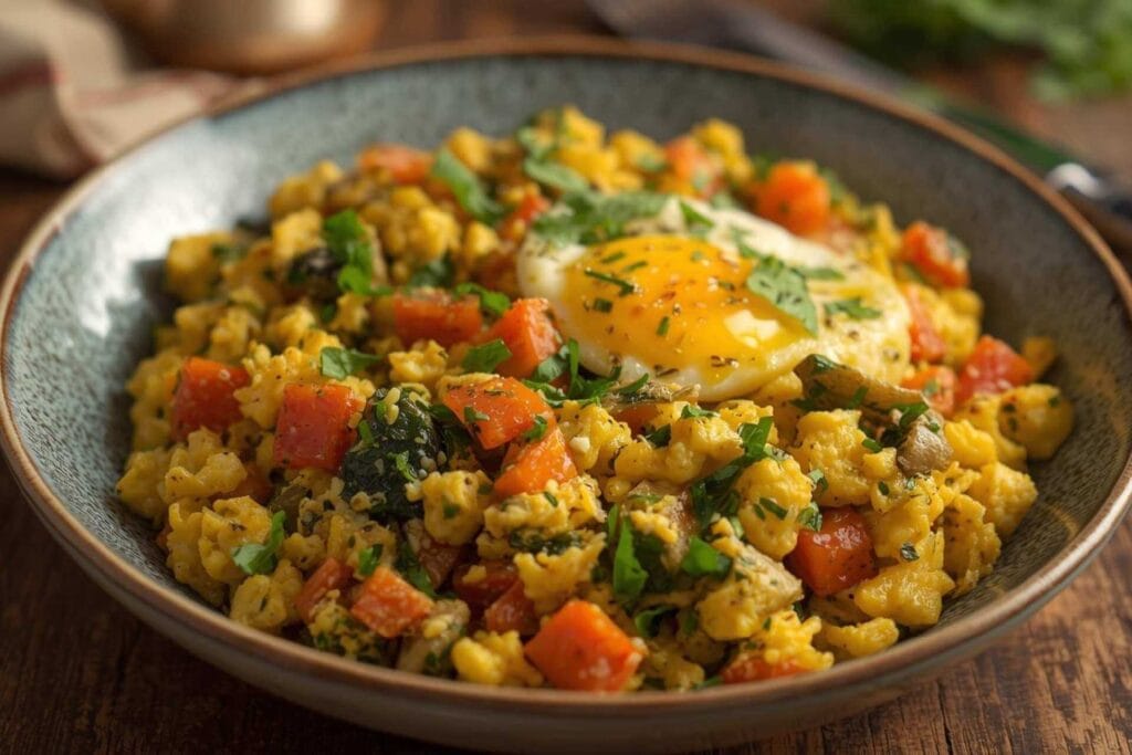 Veggie Egg Scramble with Coconut Oil