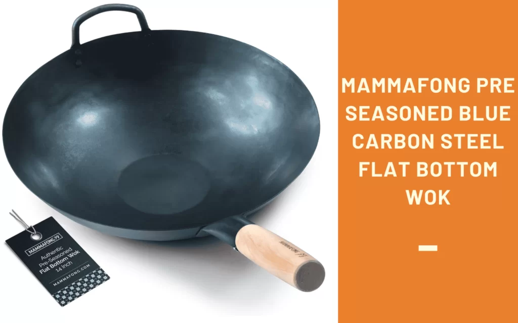 Mammafong Pre Seasoned Blue Carbon Steel Flat Bottom Wok