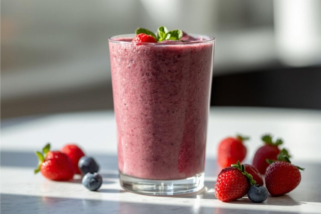 Triple Berry Avocado Breakfast Smoothie