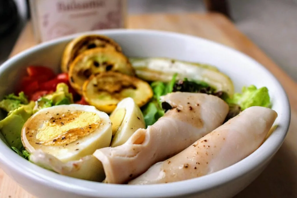 low-carb office lunch recipes — turkey avocado bowl