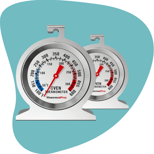 ThermoPro 2-Pack Analog Oven Thermometer — 50–300°C / 100–600°F, 431 Stainless-Steel, Oven-Safe