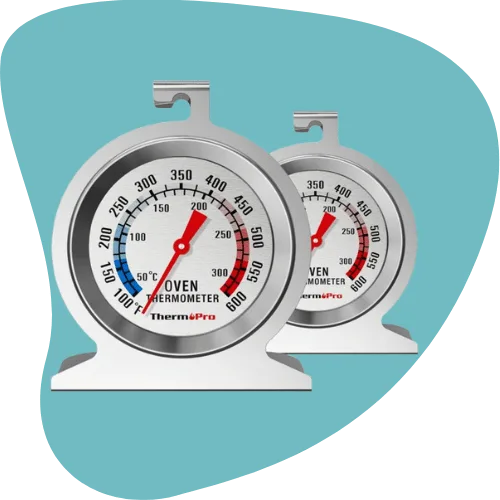 ThermoPro 2-Pack Analog Oven Thermometer — 50–300°C / 100–600°F, 431 Stainless-Steel, Oven-Safe