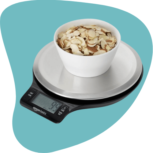 Amazon Basics Digital Kitchen Scale — Stainless Steel Platform, LCD Display, Tare Function, Up to 11 lb Capacity (Batteries Included)