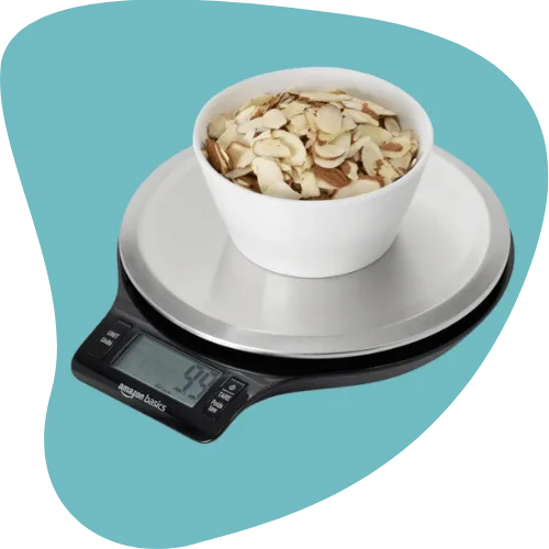 Amazon Basics Digital Kitchen Scale — Stainless Steel Platform, LCD Display, Tare Function, Up to 11 lb Capacity (Batteries Included)