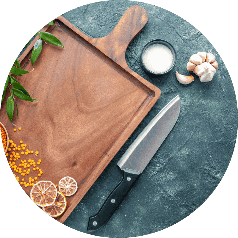 Chef's knife + cutting board