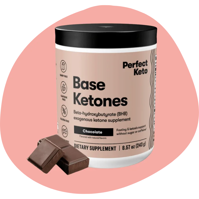 Perfect Keto Exogenous Ketones Powder — BHB Salts for Ketosis & Fasting (Chocolate, Caffeine-Free)