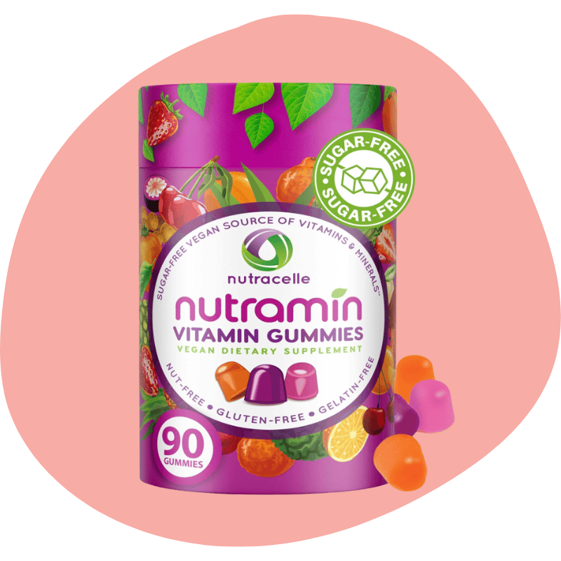 NUTRAMIN Daily Vegan Keto Multivitamin Gummies — 90 Count (45-Day) — Sugar-Free, Vegan & Allergen-Free
