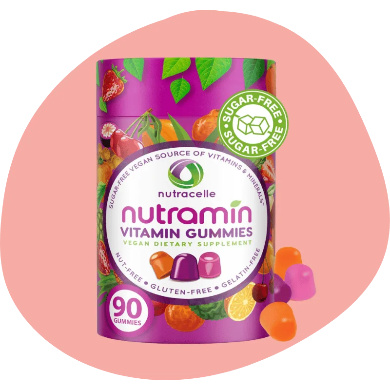 NUTRAMIN Daily Vegan Keto Multivitamin Gummies — 90 Count (45-Day) — Sugar-Free, Vegan & Allergen-Free