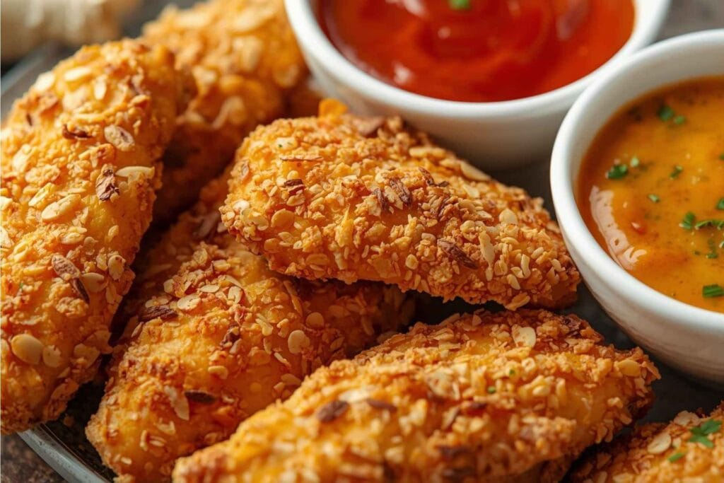 Baked Chicken Tenders (almond crust) + dipping sauces