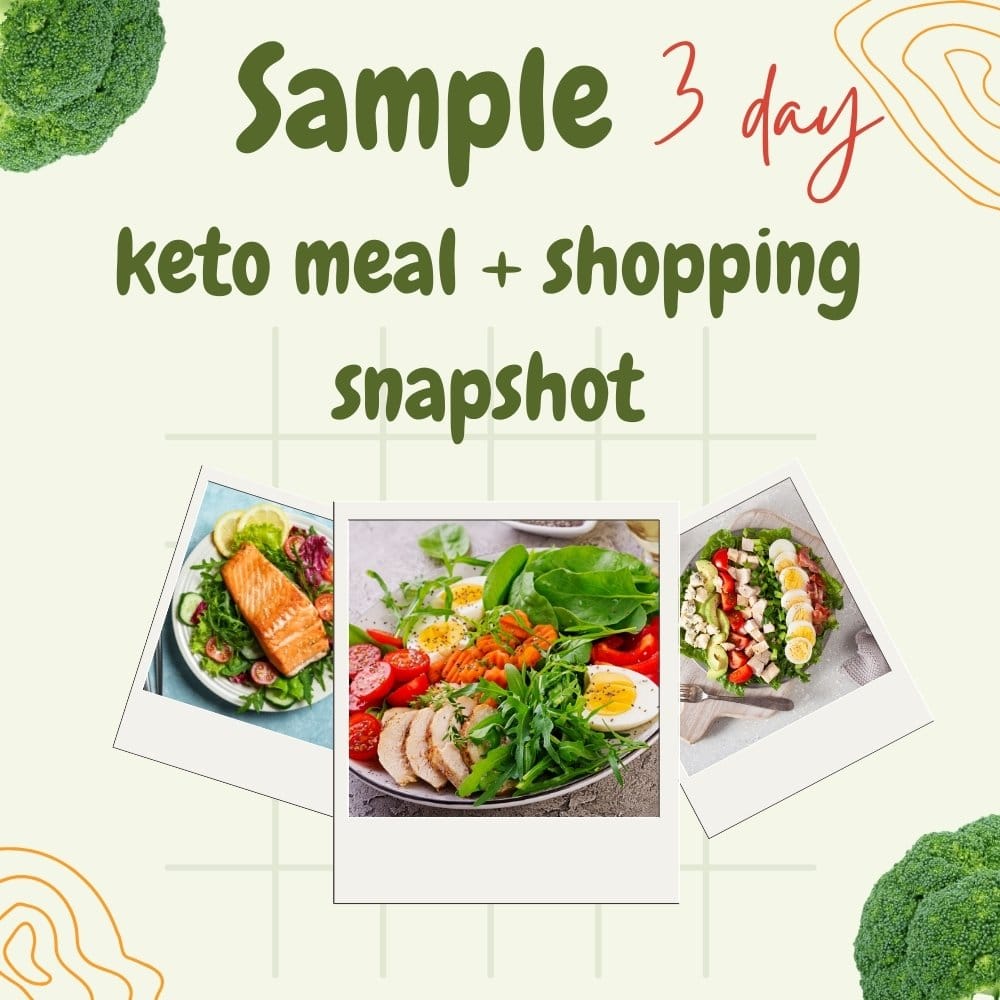Sample 3-day keto meal + shopping snapshot Sample 3-day keto meal + shopping snapshot