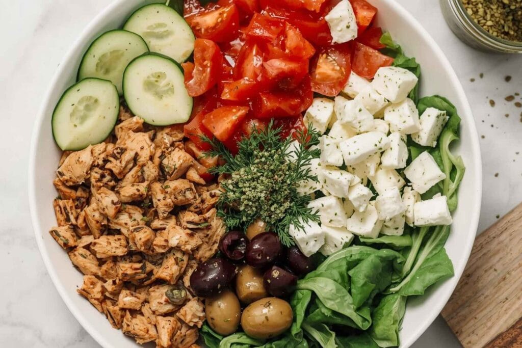 Big Batch Greek Chicken Salad (mason-jar friendly) 