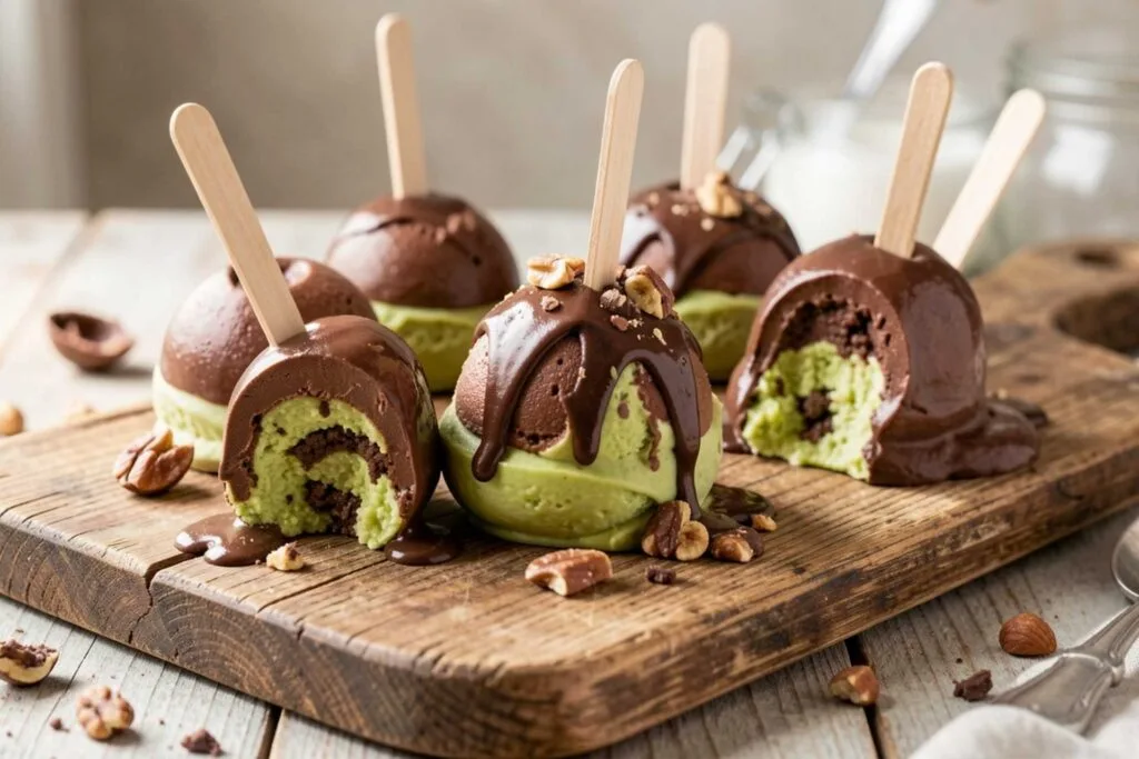 Chocolate Avocado “Nice-Cream” Pops (no churn)