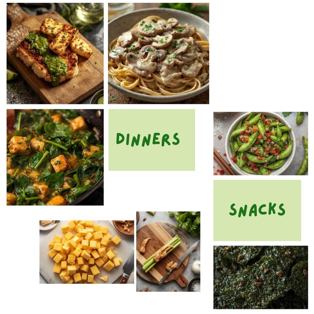 Low carb vegetarian dinner & snack ideas