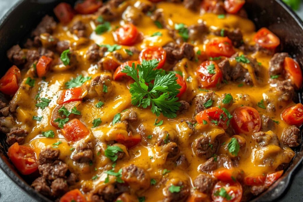 Keto Cheeseburger Skillet