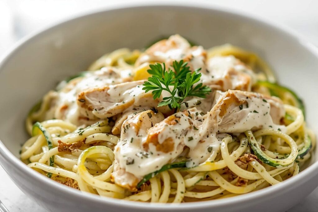 Keto Chicken Alfredo with Zucchini Noodles