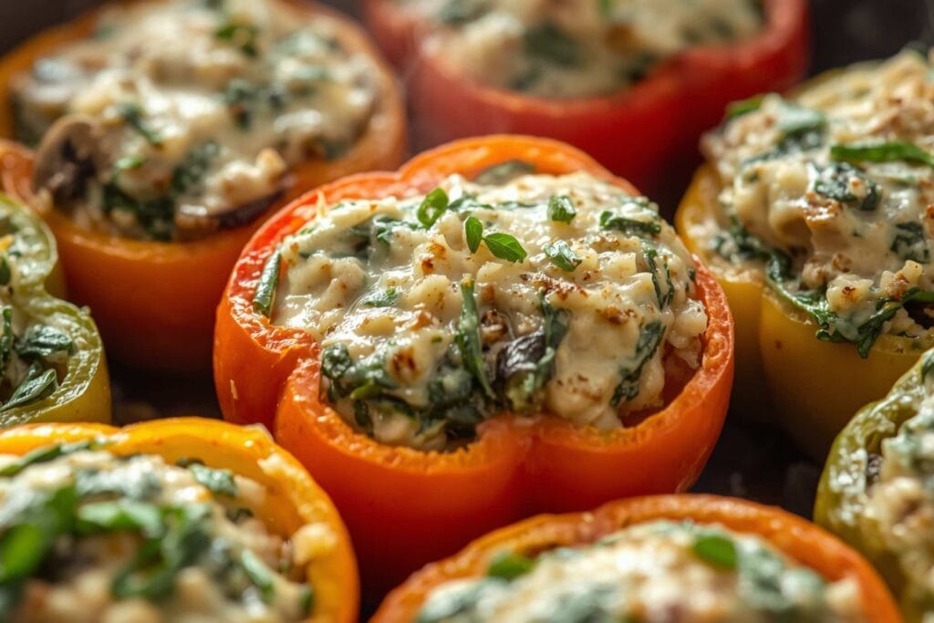 Keto Spinach and Mushroom Stuffed Peppers