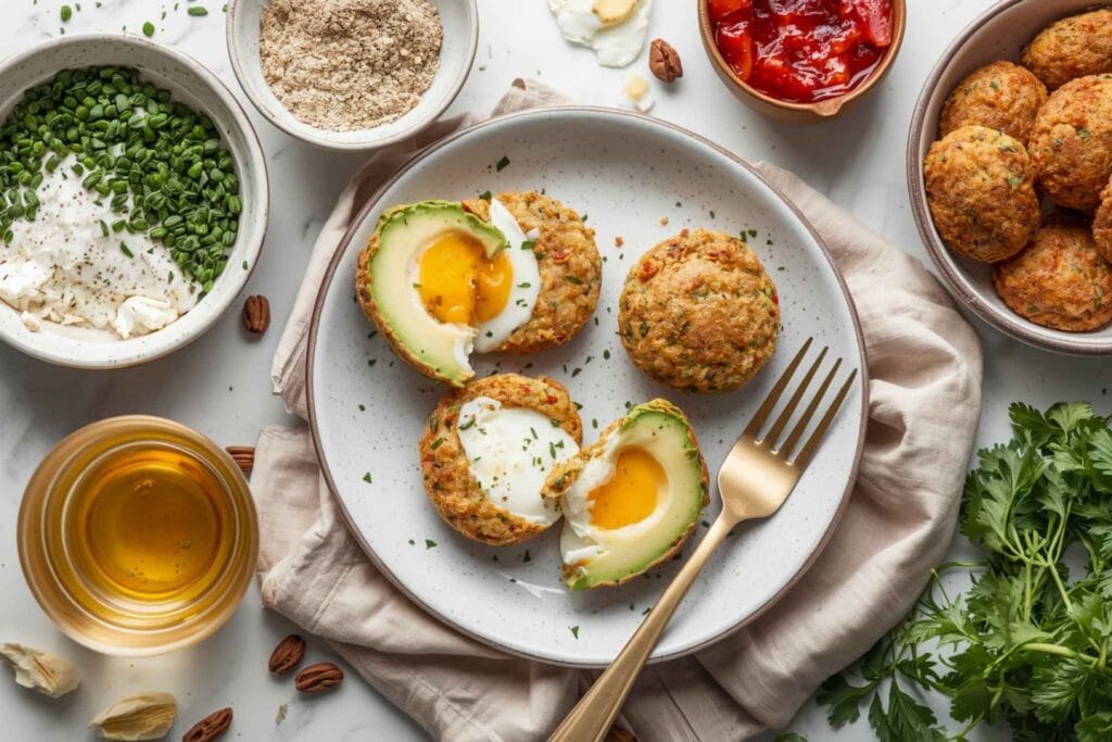 Low carb mug bread with avocado and egg