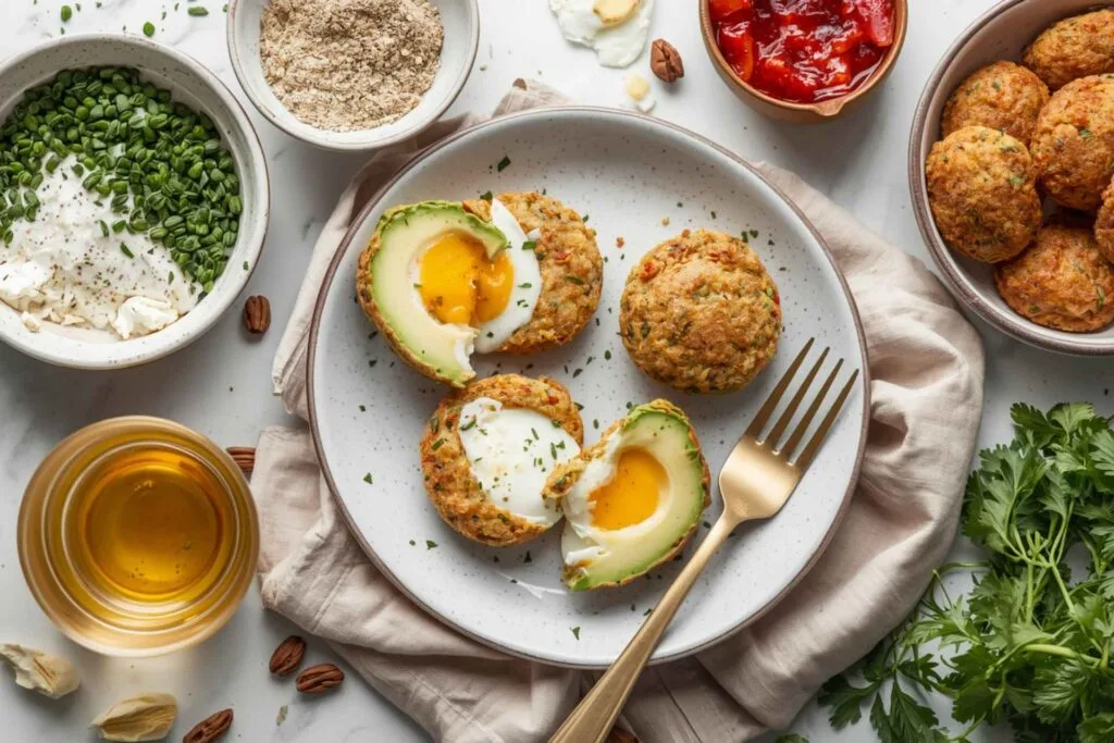 Low carb mug bread with avocado and egg