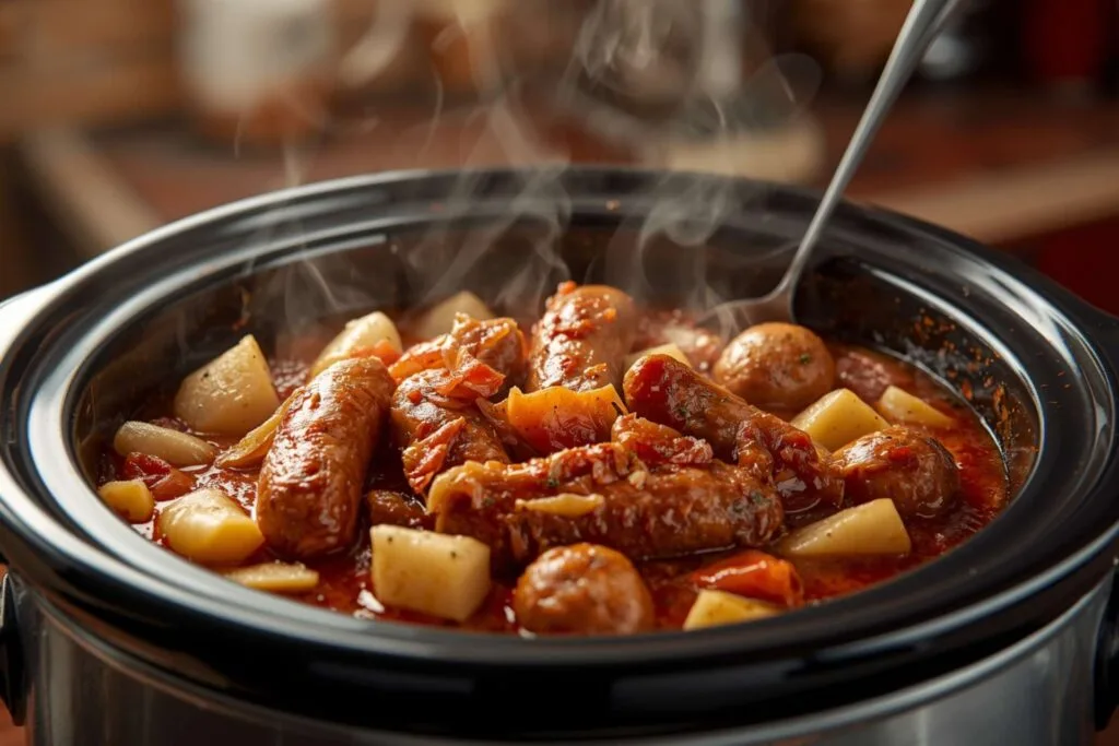 Slow Cooker Sausage and Cabbage