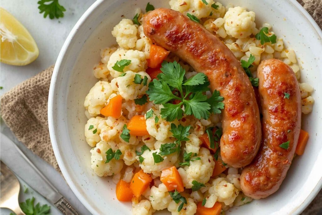 Turkey sausage and cauliflower hash