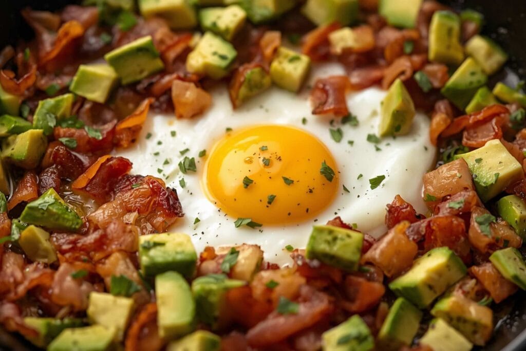 Avocado Bacon Egg Skillet