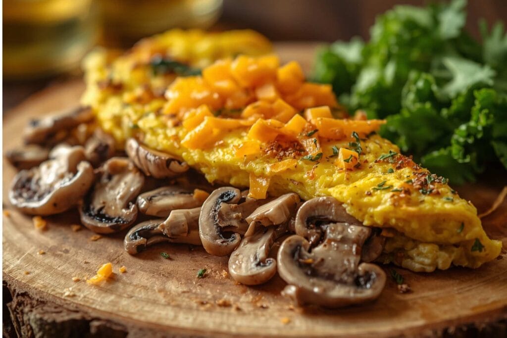 Keto Breakfast Omelet with Mushrooms and Cheddar
