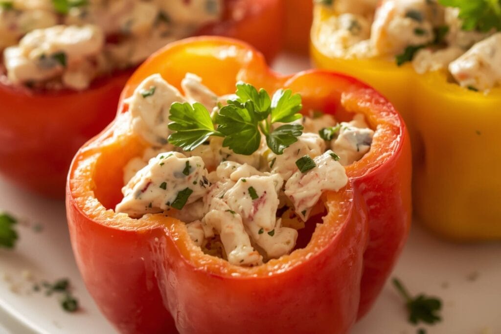 Chicken salad stuffed peppers