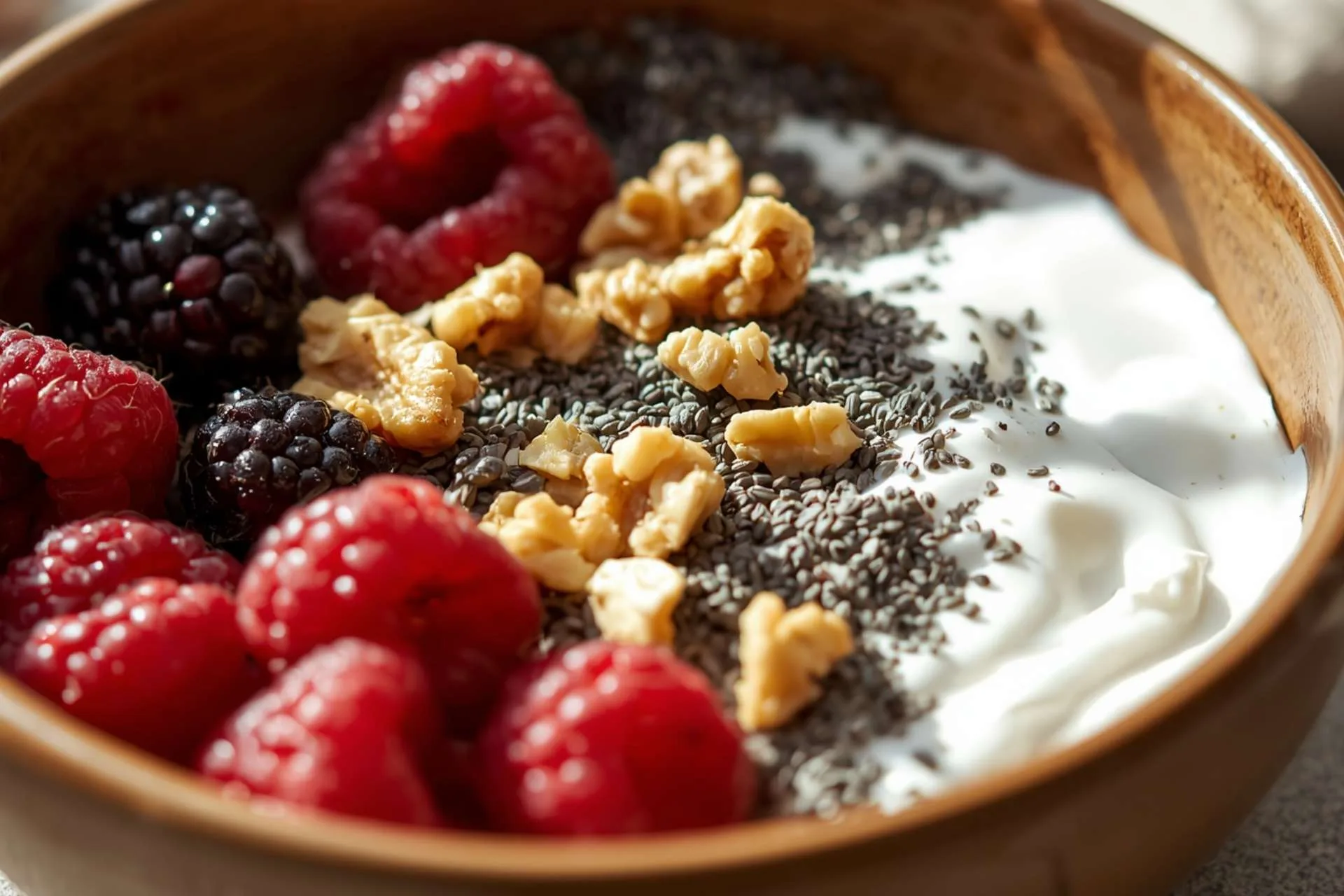 Greek Yogurt Bowl with Berries, Chia, and Nuts