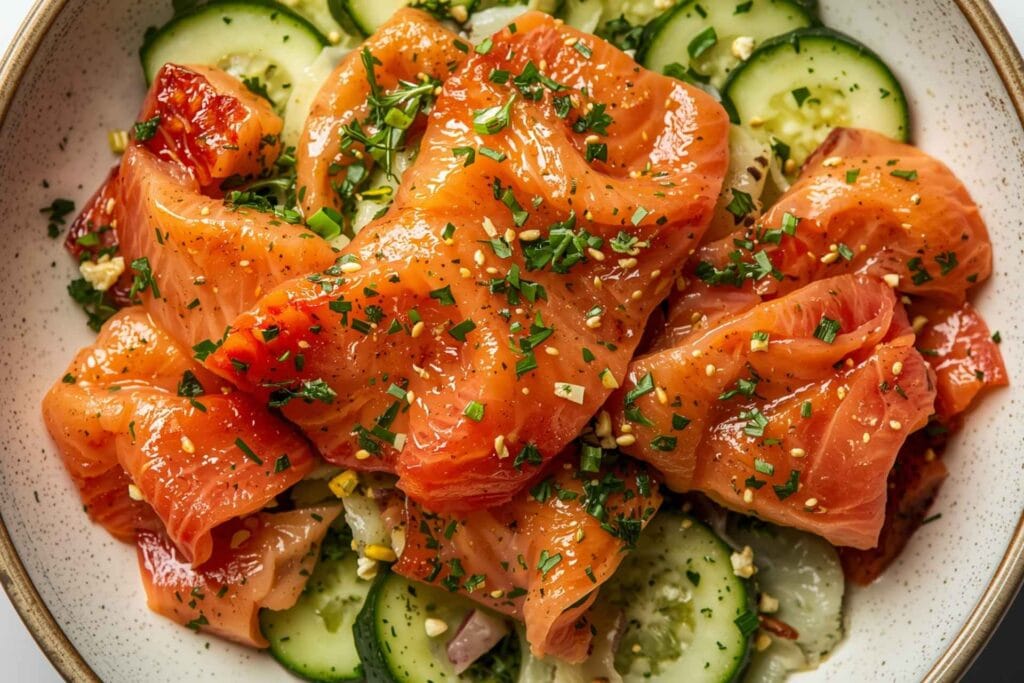 Smoked Salmon, Cucumber, and Herb Bowl