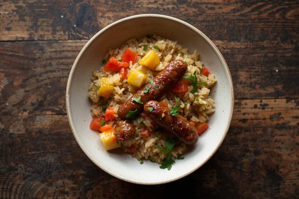 Turkey Sausage, Cauliflower Rice, and Pepper Bowl