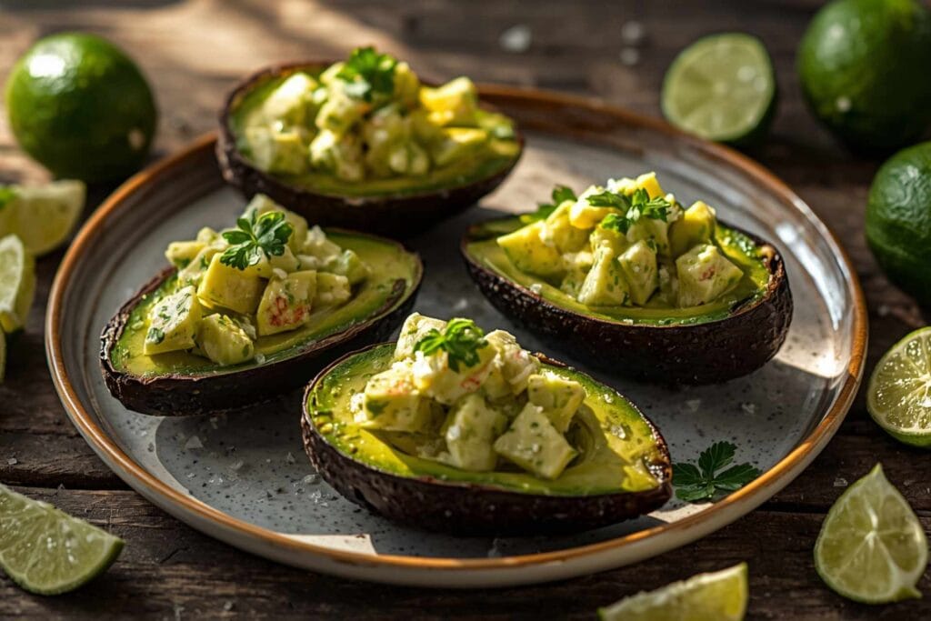 Avocado boats with salt and lime