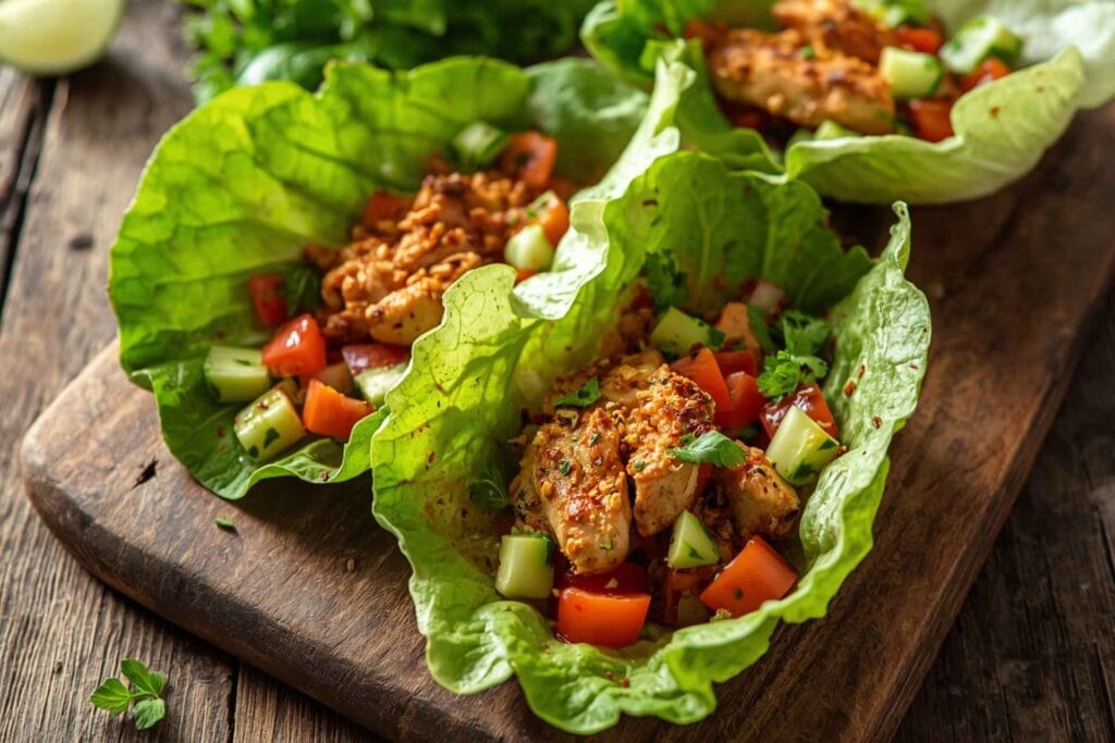Chicken Lettuce Wraps With Crunchy Veggies