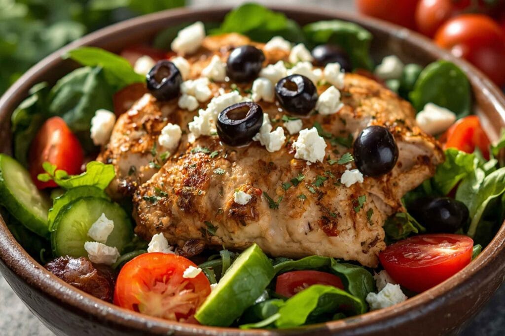 Greek Chicken Salad with Feta and Olives