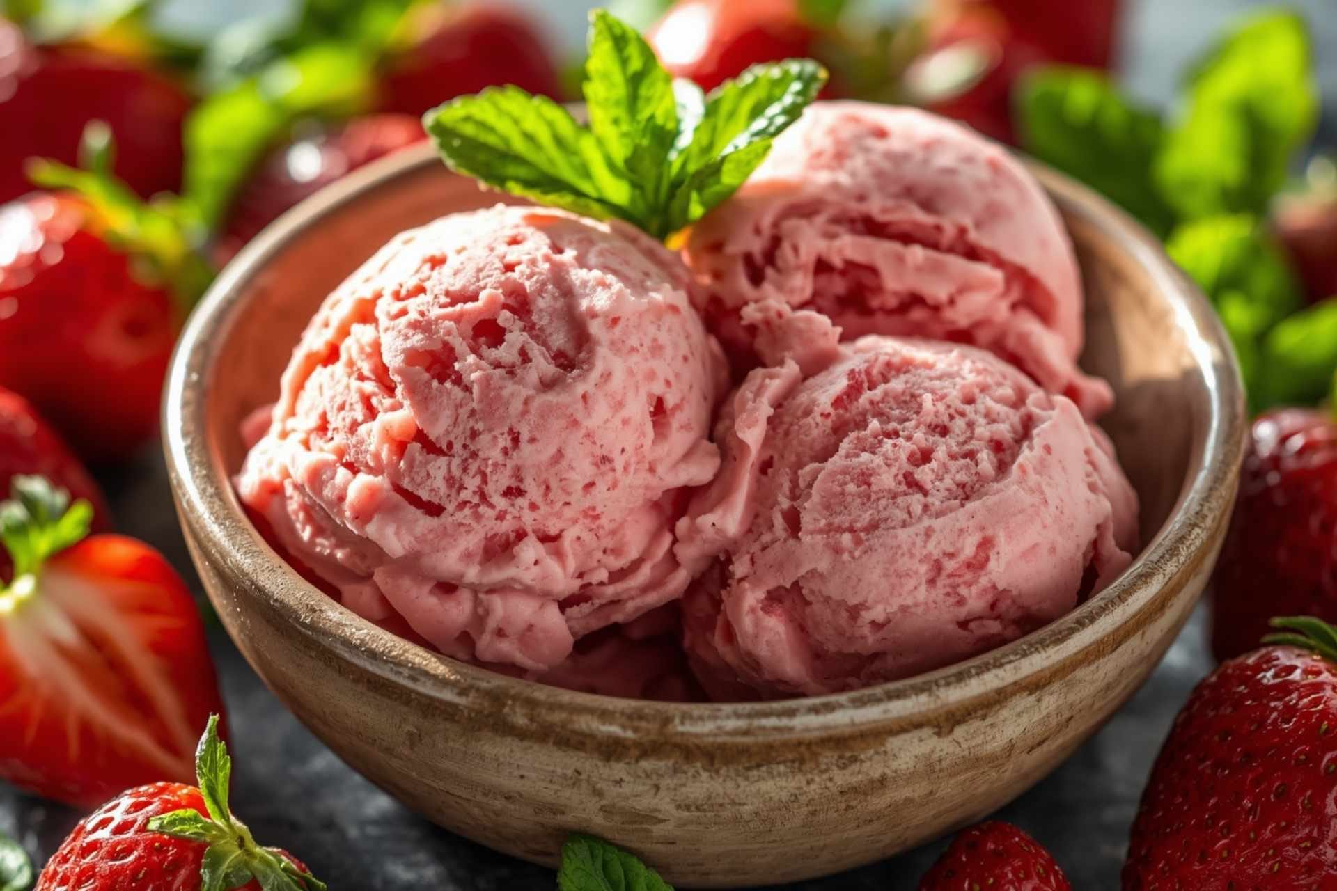 Keto no-churn strawberry ice cream