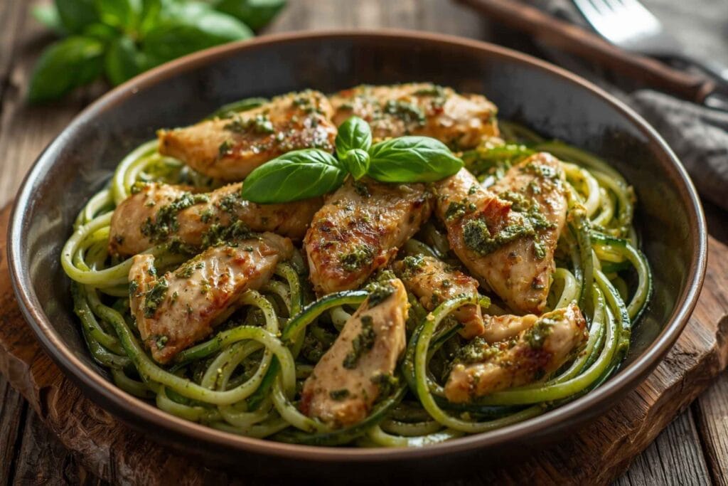 Pesto Chicken Zucchini Noodle Boxes