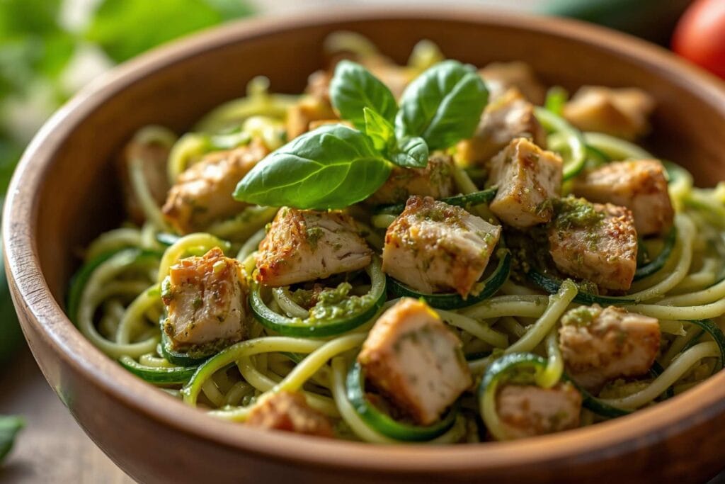 Zucchini Noodle Pesto Chicken Lunch