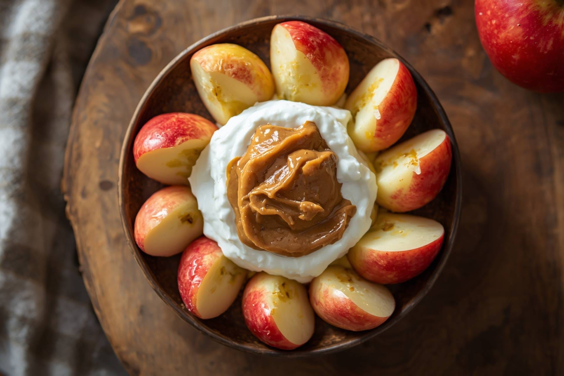 Apple with Peanut Butter & Greek Yogurt Dip