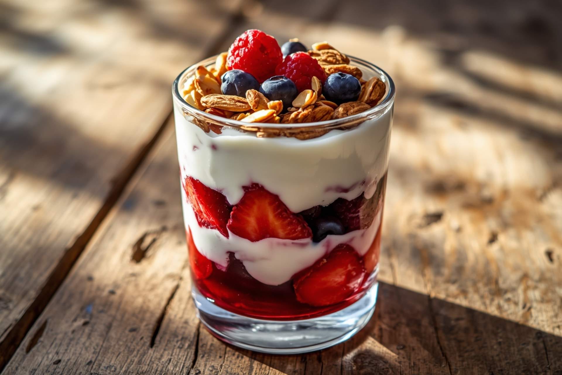 Berry Greek Yogurt Parfait with Almond Crunch