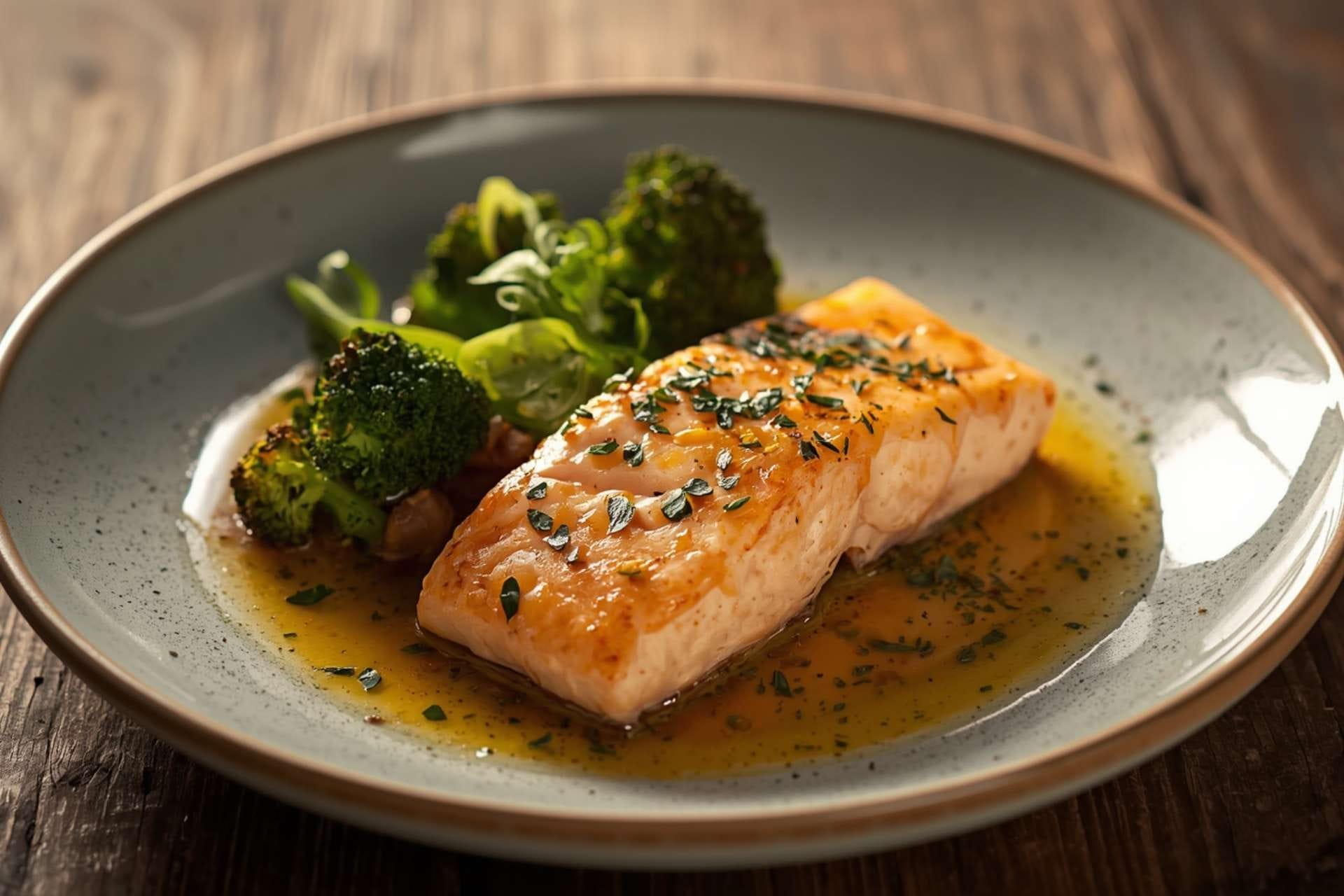 Garlic Butter Salmon with Roasted Broccoli