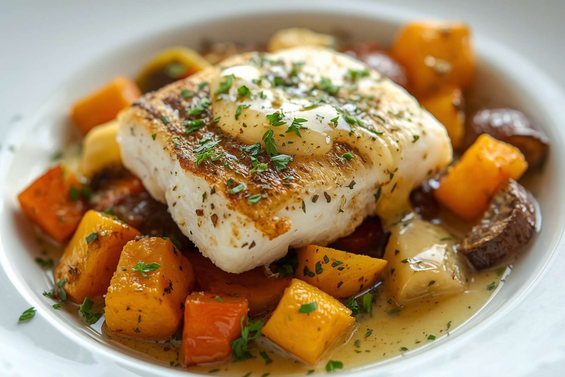 Herb Baked Cod with Roasted Vegetables