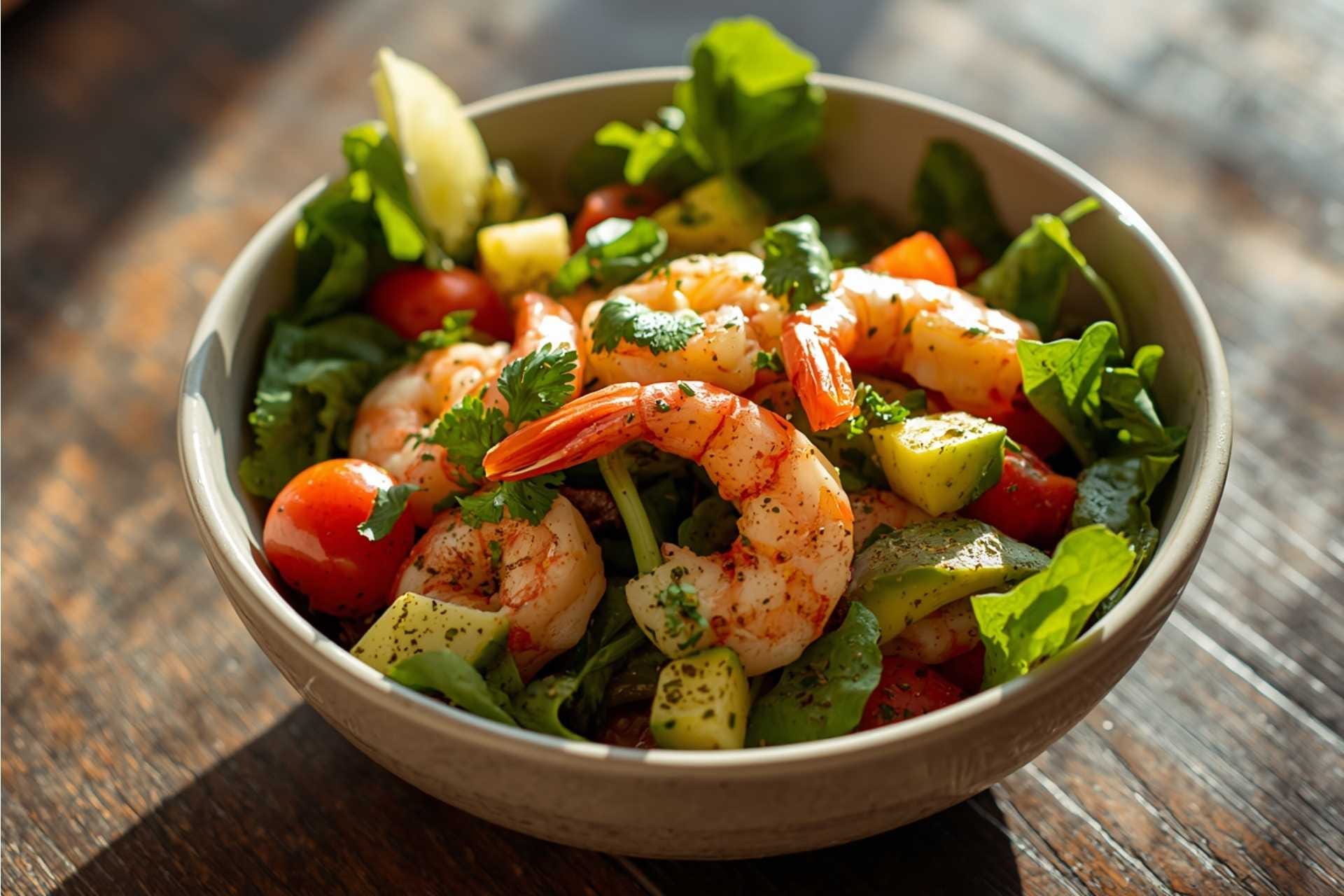 Mediterranean Shrimp and Avocado Salad Bowl