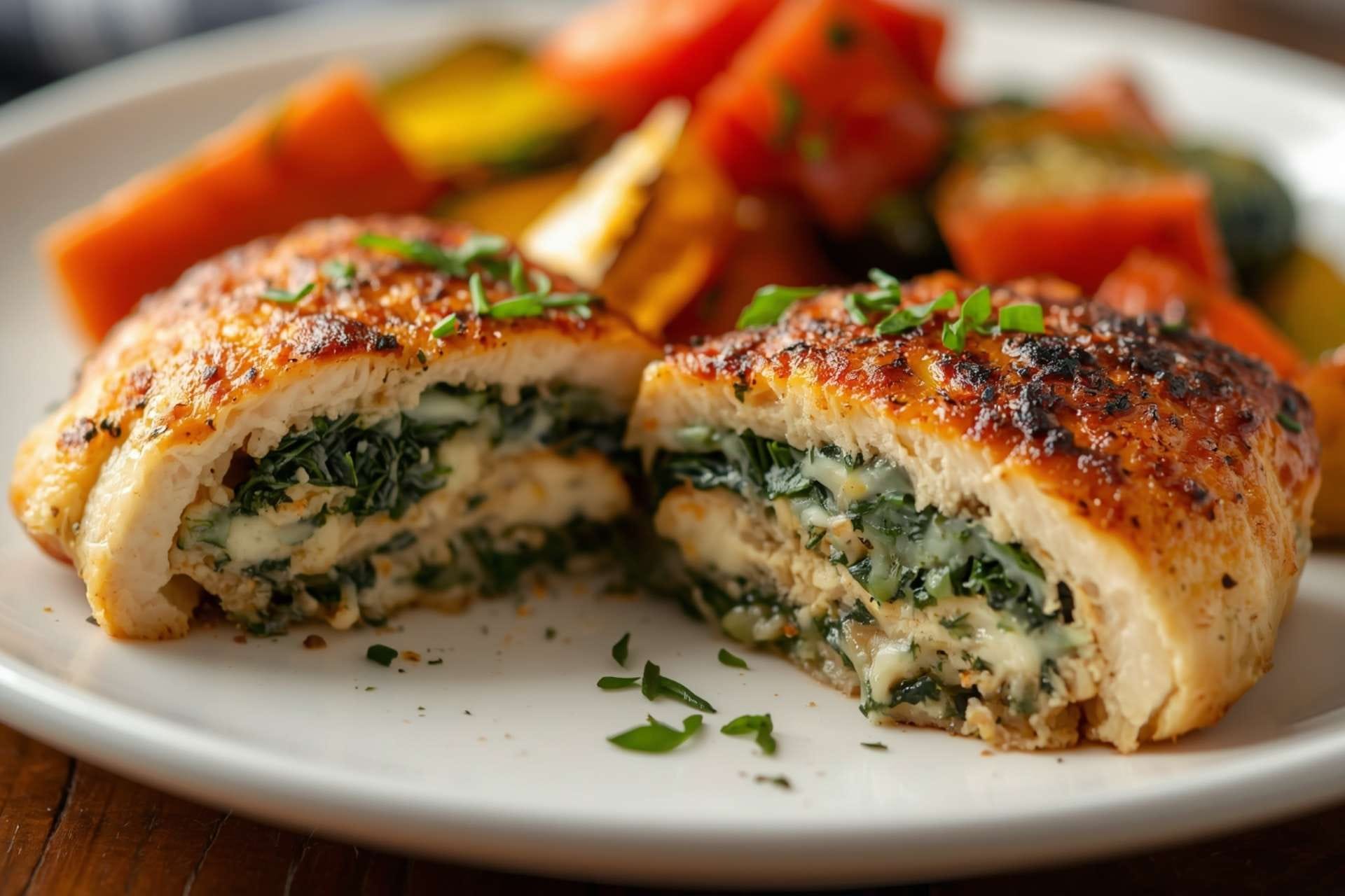Stuffed Spinach and Cheese Baked Chicken Breast