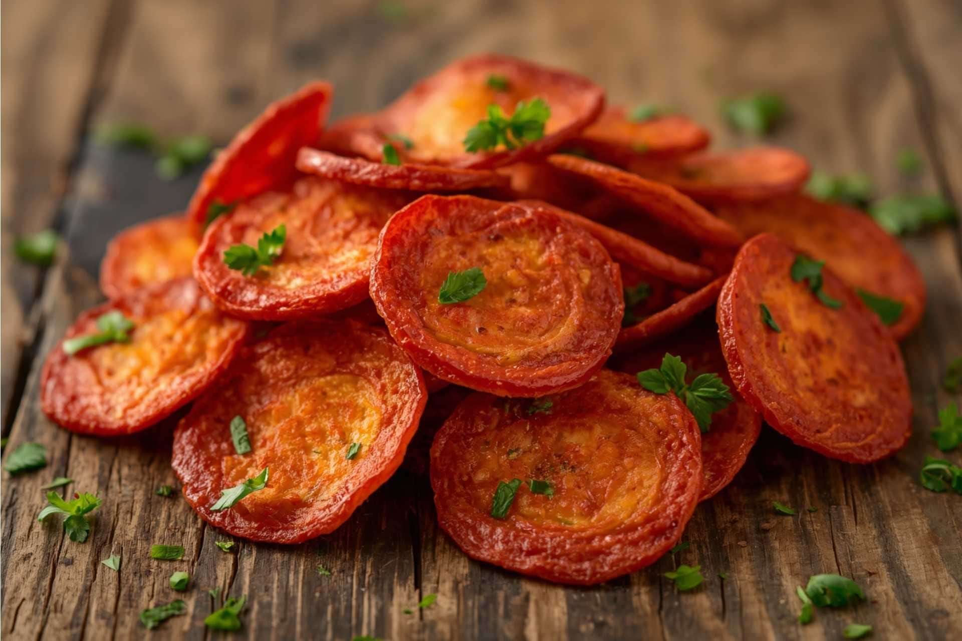 Air Fried Pepperoni Chips