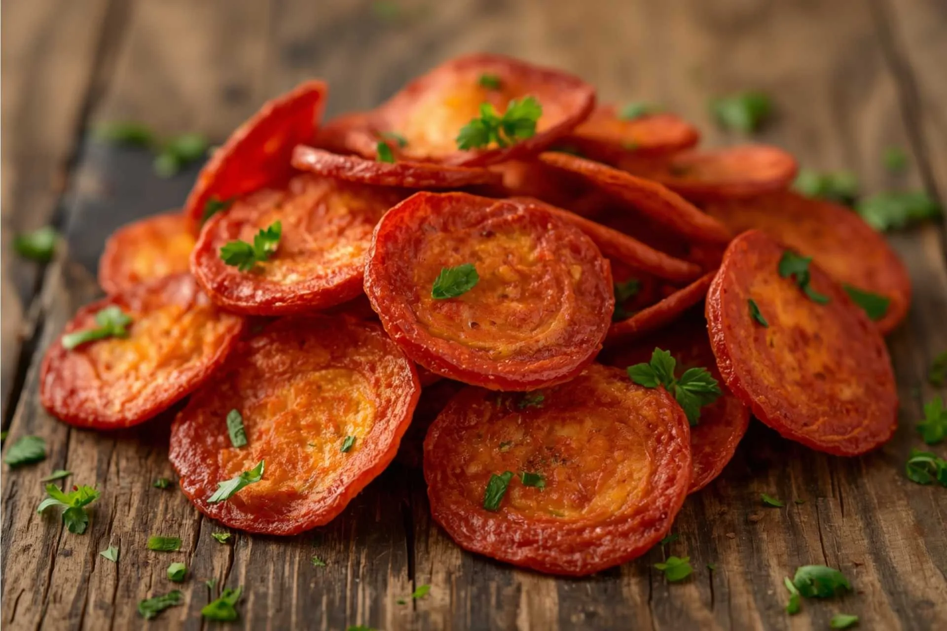 Air Fried Pepperoni Chips